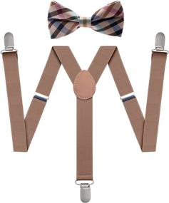 img 3 attached to Checkered Suspender and Bowtie Set for Men's Accessories: Ties, Cummerbunds & Pocket Squares