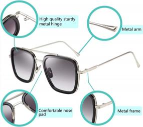 img 2 attached to FEISEDY Retro 70S Aviator Sunglasses Tony Sunglasses Trendy Women Square Sun Glasses B2510