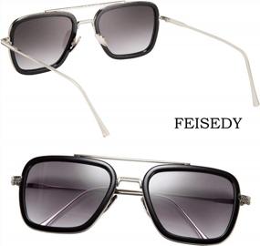 img 3 attached to FEISEDY Retro 70S Aviator Sunglasses Tony Sunglasses Trendy Women Square Sun Glasses B2510