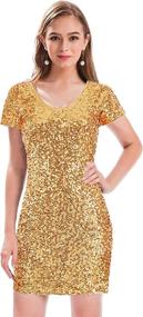 img 4 attached to 💃 Shimmer in Style: MANER Women's Sequin Glitter Bodycon Dresses for a Glamorous Look