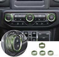 🌬️ jecar air conditioner radio & headlight knob cover, aluminum alloy ac button trims for jeep wrangler jl jlu & gladiator - green logo