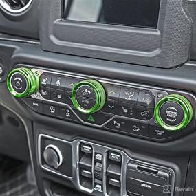 img 1 attached to 🌬️ JeCar Air Conditioner Radio & Headlight Knob Cover, Aluminum Alloy AC Button Trims for Jeep Wrangler JL JLU & Gladiator - Green