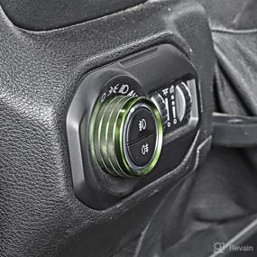 img 2 attached to 🌬️ JeCar Air Conditioner Radio & Headlight Knob Cover, Aluminum Alloy AC Button Trims for Jeep Wrangler JL JLU & Gladiator - Green