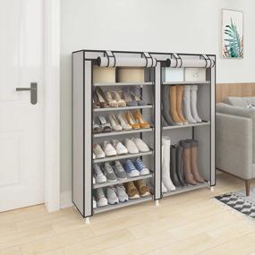 img 2 attached to Organize Your Shoes With UDEAR Portable Shoe Rack - Grey Non-Woven Fabric Cover Included