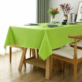 img 4 attached to Waterproof And Oil-Proof Apple Green Vinyl Tablecloth - Heavy Duty Wipeable Table Cloth For Indoor And Outdoor Use, Washable (60" X 102")