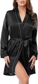 img 4 attached to Sleek And Luxurious Women'S Silk Robes For Sophisticated Bridal Parties And Sleepwear