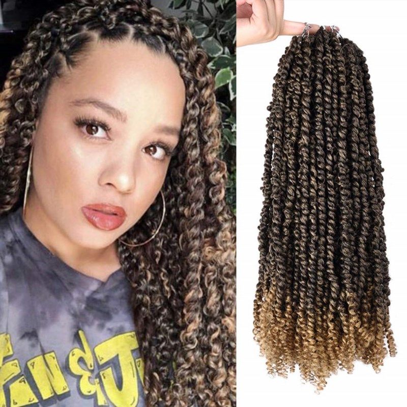 4 Packs Pre-Twisted Passion Twists Synthetic Crochet Braids 18 Inch Pre ...