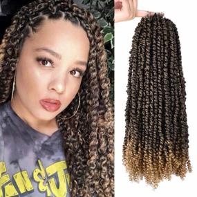 img 4 attached to 4 Packs Pre-Twisted Passion Twists Synthetic Crochet Braids 18 Inch Pre-Looped Spring Bomb Crochet Hair Extensions Fiber Fluffy Curly Twist Braiding Hair (T27#, 18 Inch (Pack Of 4))