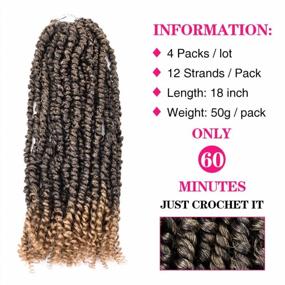 img 3 attached to 4 Packs Pre-Twisted Passion Twists Synthetic Crochet Braids 18 Inch Pre-Looped Spring Bomb Crochet Hair Extensions Fiber Fluffy Curly Twist Braiding Hair (T27#, 18 Inch (Pack Of 4))