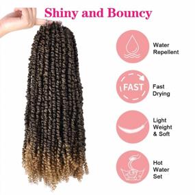 img 2 attached to 4 Packs Pre-Twisted Passion Twists Synthetic Crochet Braids 18 Inch Pre-Looped Spring Bomb Crochet Hair Extensions Fiber Fluffy Curly Twist Braiding Hair (T27#, 18 Inch (Pack Of 4))