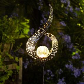 img 4 attached to Crackle Glass Globe Solar Stake Lights For Outdoor Garden - Waterproof LED Lights For Patio, Lawn, Or Courtyard By HOMEIMPRO