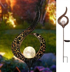 img 2 attached to Crackle Glass Globe Solar Stake Lights For Outdoor Garden - Waterproof LED Lights For Patio, Lawn, Or Courtyard By HOMEIMPRO
