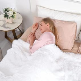 img 2 attached to Очень мягкое одеяло из искусственного меха Twin Size 70"X78", пушистый плюшевый плед для дивана-кровати, сплошной двусторонний белый