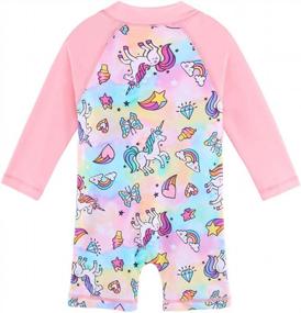 img 3 attached to Quick-Dry Long Sleeve Rash Guard Swimsuit For Baby Girls - XIAOFEIGUO One Piece Bathing Suit, Sizes 1M-6M