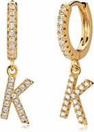 fettero 18k gold plated initial earrings: personalized, hypoallergenic and sparkling with diamond cubic zirconia logo