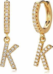 img 4 attached to Fettero 18K Gold Plated Initial Earrings: Personalized, Hypoallergenic And Sparkling With Diamond Cubic Zirconia