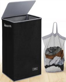 img 4 attached to Большая и высокая корзина для белья SOLEDI на 100 л со съемной сумкой - складная, ручка для хранения в спальне, ванной или комнате в общежитии