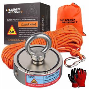 img 4 attached to ULIBERMAGNET Fishing Magnet Kit Dia. 2.95” Double Sides Combined 1100Lb Strong Neodymium Magnets With 6MM 66Ft (20M) Nylon Rope & Non-Slip Gloves For Magnetic Fishing And River Lake Hunting