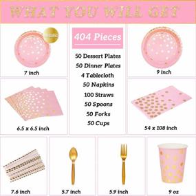 img 3 attached to Pink Party Pack: Complete 354-Piece Set For Princess Themes, Baby Showers, Birthdays And Weddings - Plates, Napkins, Tablecloths, Utensils, Cups And Straws For 50 Guests!