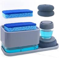 hvovmve 4 in 1 set new upgrade: dish soap dispenser with sponge holder-soap dispensing dish brush, silicone tray, 2 scrub sponges, 2 brush heads - kitchen dishwashing gadgets logo