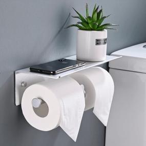 img 4 attached to Organize Your Bathroom With Hoomtaook Double Toilet Paper Holder And Shelf - Easy Wall Mount Self Adhesive Dispenser For A Rust-Free Experience