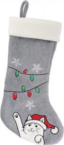 img 1 attached to Set Of 3 Classic Hand-Embroidered Sequined Animal Christmas Stockings, 18 Inches With Cute Assorted Designs - By BambooMN, SKU Assortment 89