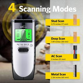 img 3 attached to VIVREAL 4 In 1 Stud Finder Wall Scanner With LCD Display - Center Finding Beam Finder And Sound Warning For Wood, AC Wire, And Metal Studs (Black/Silver)