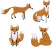 cute and cool: 4 fox embroidery patches for iron-on or sewing application logo