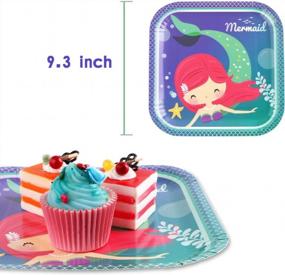 img 3 attached to Complete Mermaid Themed Party Pack - 144 Pieces, Serves 24 Guests With Plates, Napkins, Cups, Cutlery And Perfect For Mermaid Birthday Celebrations