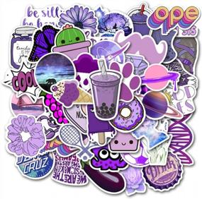 img 4 attached to 50-Pack Waterproof Aesthetic Purple Stickers For Teens, Girls - Perfect For Laptop, Hydro Flask, Phone, Car, Skateboard & Travel - Extra Durable 100% Vinyl