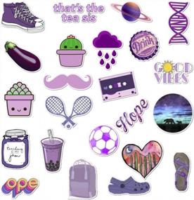 img 3 attached to 50-Pack Водонепроницаемые эстетические фиолетовые наклейки для подростков, девочек - идеально подходят для ноутбука, гидрофляги, телефона, автомобиля, скейтборда и путешествий - сверхпрочный 100% винил