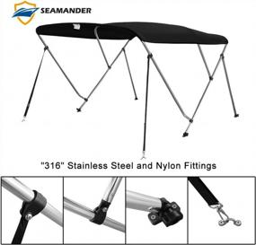 img 2 attached to 🚤 Seamander 3 Bow Bimini Top Boat Cover: Waterproof Sun Shade with Aluminum Frame & Rear Support Pole