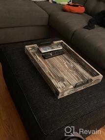 img 6 attached to Large 20X14 Torched Wood Serving Tray With Handles - Perfect For Breakfast, Coffee & Ottoman Trays!
