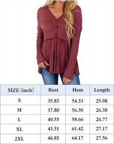 img 1 attached to Pinkmstyle Women'S Long Sleeve V Neck Tunic Tops With Button Up Ruffle Peplum Blouse