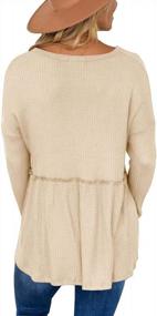 img 2 attached to Pinkmstyle Women'S Long Sleeve V Neck Tunic Tops With Button Up Ruffle Peplum Blouse