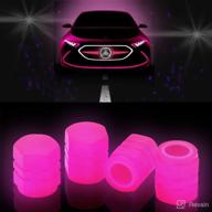 🚗 4-piece noctilucous tire valve stem caps - car air caps cover, illuminated car wheel valve stem caps cover - universal accessories for car, suv, motorcycle, truck, vehicle (pink) логотип