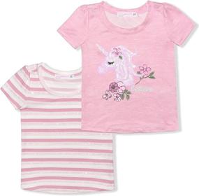 img 4 attached to 🦄 Enchanting Duo: 2 Pack Unicorn Ruffled Blouse Sleeve Girls' Clothing