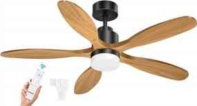 img 4 attached to Ensenior Ceiling Fan With Lights Remote Control, W1-1, 52 Inch, Black, DC Motor