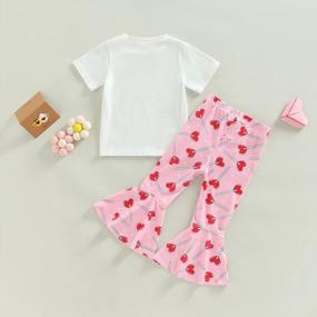 img 2 attached to Adorable Toddler Girl'S Animal And Letter Print Short Sleeve Shirt And Flared Long Pants Set - Perfect Outfit For Festivals And Playtime