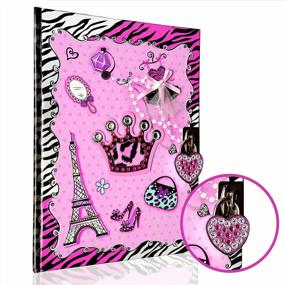 img 4 attached to Pink Paris Journal For Tween Girl: SMITCO Locking Diary With Rhinestone Heart Lock - Cute Diaries With Lock For Girls And Kids Ages 8-12 - Perfect Journaling Gift For Girls