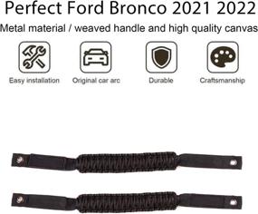 img 1 attached to 🚗 Enhance Your 2021-2022 Ford Bronco with Premium Paracord Grips - Cartaoo Roll Bar Grab Handles, Interior Accessories (Black 4Pcs)