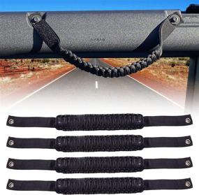 img 4 attached to 🚗 Enhance Your 2021-2022 Ford Bronco with Premium Paracord Grips - Cartaoo Roll Bar Grab Handles, Interior Accessories (Black 4Pcs)