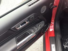 img 2 attached to Панель дверных переключателей Mustang 2015–2020 гг. — комплект из 2-х частей из настоящего углеродного волокна (куполообразный) | ТафСкинз
