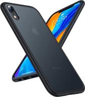 📱 torras shockproof iphone xr case: military grade drop tested, translucent matte hard pc back, slim and protective design in black логотип