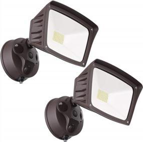 img 4 attached to LEONLITE 28W LED Security Light Outdoor With Photocell, 3400Lm ETL Listed Exterior Flood Lights For Garage Yard IP65 Waterproof 100-277V 3000K Warm White Dusk To Dawn Pack Of 2