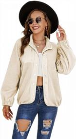 img 3 attached to Women'S Fleece Shacket Jacket - Long Sleeve Lapel Button Down Pocket For Fall/Winter Outwear