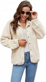 img 2 attached to Women'S Fleece Shacket Jacket - Long Sleeve Lapel Button Down Pocket For Fall/Winter Outwear