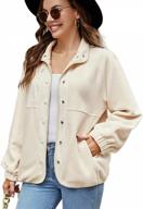 women's fleece shacket jacket - long sleeve lapel button down pocket for fall/winter outwear logo