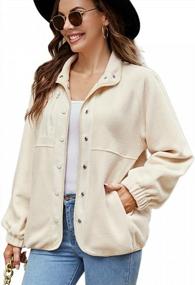 img 4 attached to Women'S Fleece Shacket Jacket - Long Sleeve Lapel Button Down Pocket For Fall/Winter Outwear