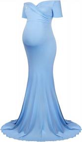 img 4 attached to Элегантное макси-платье для беременных с открытыми плечами - идеально подходит для фотосессий | Моллия